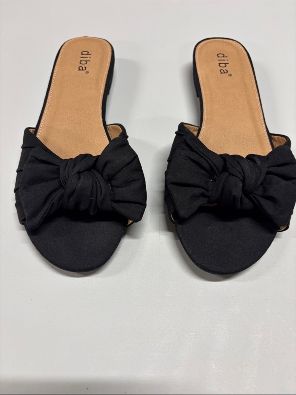 New Diba Black Knot-Front Slide Sandals